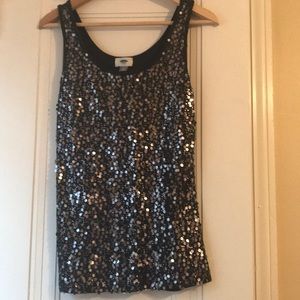 Dark gray sequin tank top